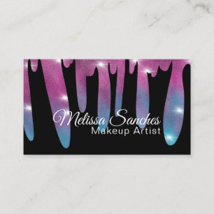Tarjeta De Visita Artista de Maquillaje de Pestañas con Brillo Rosa