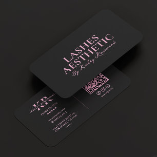 Tarjeta De Visita Artista de Maquillaje de Pestañas Estéticas Rosa N