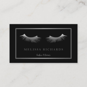 Tarjeta De Visita Artista de Maquillaje de Pestañas Profesional Nego