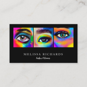 Tarjeta De Visita Artista de Maquillaje de Pestañas Profesional Negr