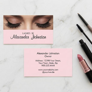 Tarjeta De Visita Artista de Maquillaje de Pestañas Profesional Rosa