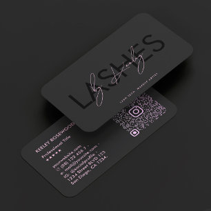 Tarjeta De Visita Artista de Maquillaje de Pestañas Rosa Negro códig