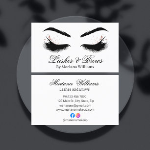 Tarjeta De Visita artista de maquillaje de pestañas y cejas en blanc