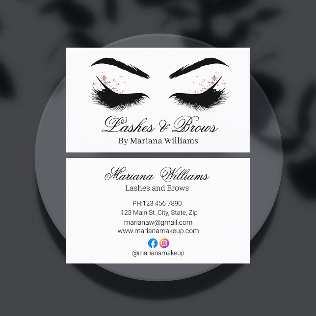 Tarjeta De Visita artista de maquillaje de pestañas y cejas en blanc (Subido por el creador)