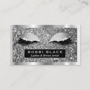 Tarjeta De Visita Artista de maquillaje de plata de las extensiones