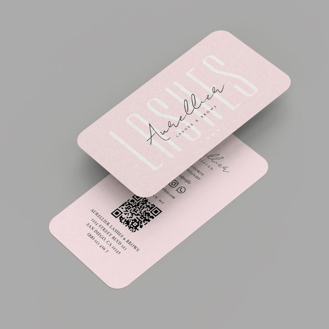 Tarjeta De Visita Artista de maquillaje de pulseras modernas Monogra (Modern Lashes LASH BEAUTY SALON Brows Makeup Artist Monogram Pink Business Card
)