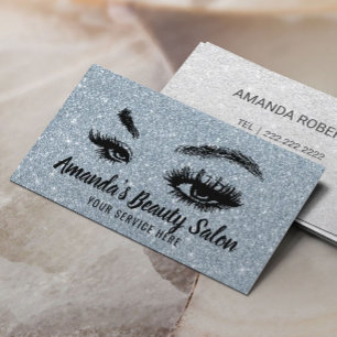 Tarjeta De Visita Artista de maquillaje de Purpurina azul y polvo