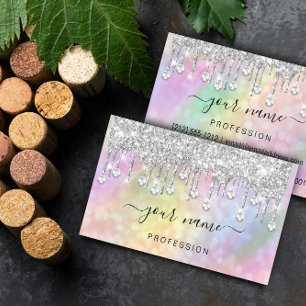 Tarjeta De Visita Artista de maquillaje de Purpurina de plata hologr