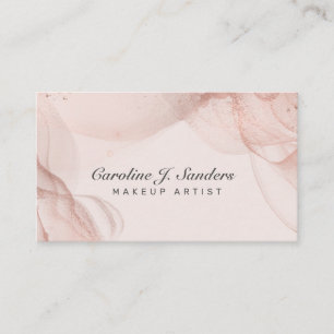 Tarjeta De Visita Artista de maquillaje de purpurina elegante y rosa