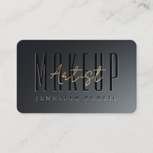 Tarjeta De Visita Artista de maquillaje de tamaño Ocean Script Gold 