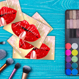 Tarjeta De Visita Artista de maquillaje de uñas goteo rosado Besar l