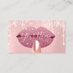 Tarjeta De Visita Artista de maquillaje de uñas goteo rosado Kiss la