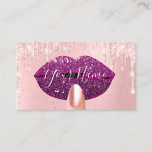 Tarjeta De Visita Artista de maquillaje de uñas goteo rosado Kiss la