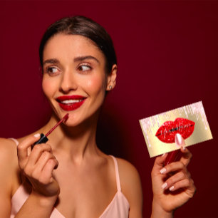 Tarjeta De Visita Artista de maquillaje de uñas goteo rosado Kiss Li