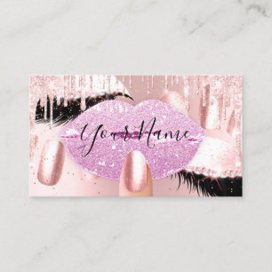 Tarjeta De Visita Artista de maquillaje de uñas Lápiz rosa Lash QR