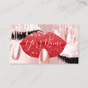 Tarjeta De Visita Artista de maquillaje de uñas Rojo Beso Lip Lash 