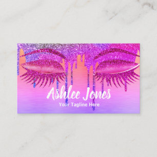 Tarjeta De Visita Artista de Maquillaje de Uñas Rosa