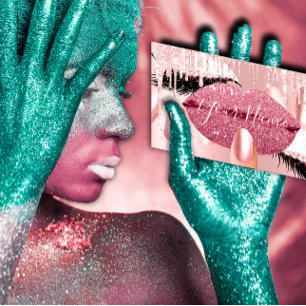 Tarjeta De Visita Artista de maquillaje de uñas Rosa besó los labios