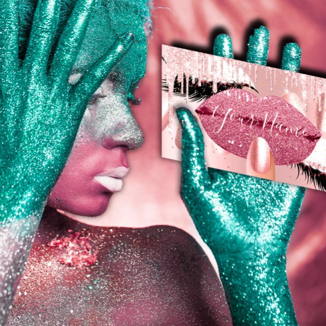 Tarjeta De Visita Artista de maquillaje de uñas Rosa besó los labios (Subido por el creador)