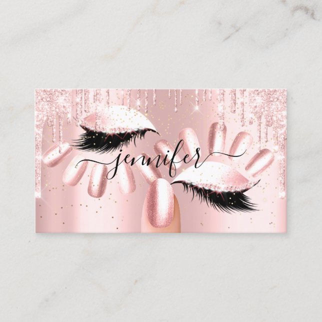 Tarjeta De Visita Artista de maquillaje de uñas Rosa Gla Kiss Lips R (Anverso)