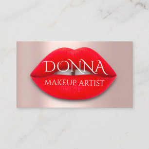 Tarjeta De Visita Artista de maquillaje del logotipo de Red Rose Lip