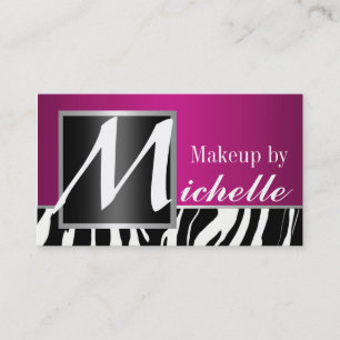 Tarjeta De Visita Artista de maquillaje del monograma de la cebra