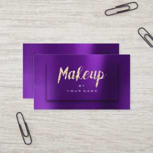 Tarjeta De Visita Artista de maquillaje del tipógrafo de oro morado 