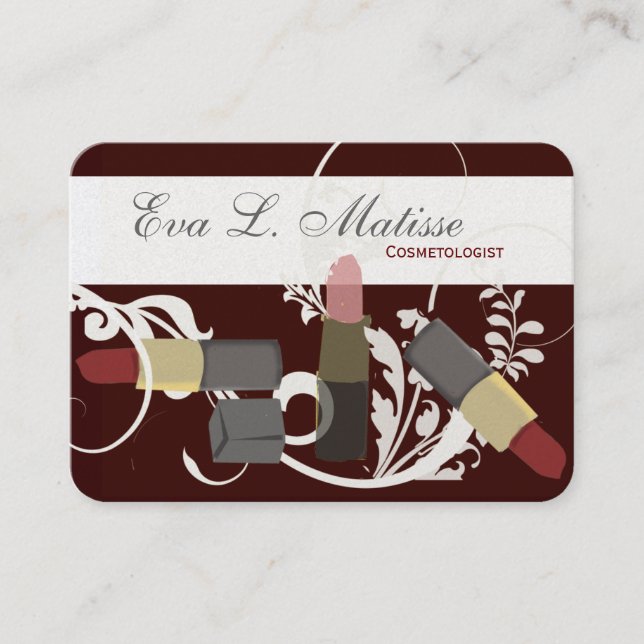 Tarjeta De Visita Artista de maquillaje del trío del lápiz labial de (Anverso)