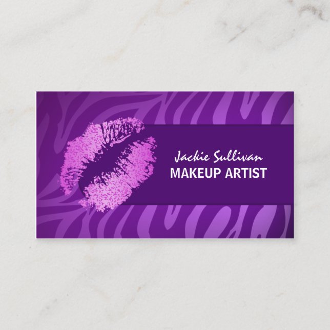 Tarjeta De Visita Artista de maquillaje descarado de la cebra (Anverso)