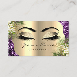 Tarjeta De Visita Artista de maquillaje dorado azota a menta floral 