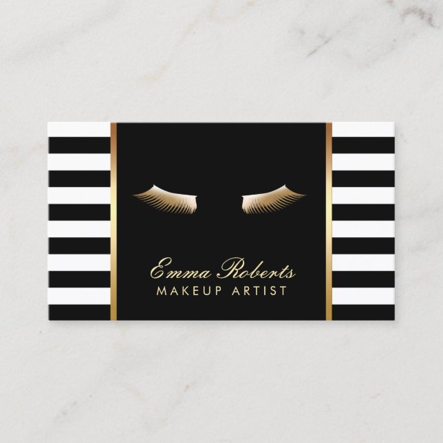 Tarjeta De Visita Artista de maquillaje dorado azota bandas modernas (Anverso)