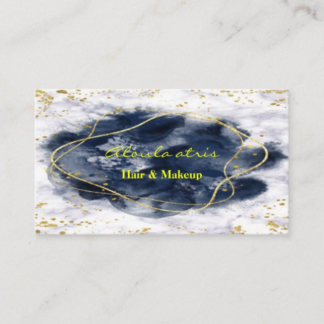 Tarjeta De Visita artista de maquillaje dorado de mármol brillante R (Anverso)