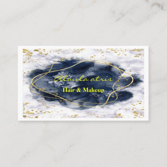 Tarjeta De Visita artista de maquillaje dorado de mármol brillante R (Anverso)