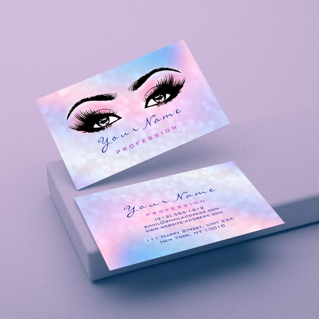 Tarjeta De Visita Artista de maquillaje Dusty Blue Eyelash Holograph (Subido por el creador)