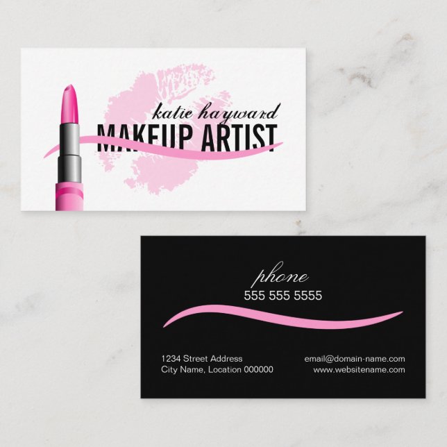 Tarjeta De Visita Artista de maquillaje elegante (Anverso / Reverso)