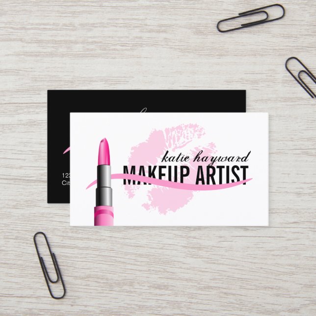 Tarjeta De Visita Artista de maquillaje elegante (Anverso/Reverso In Situ)