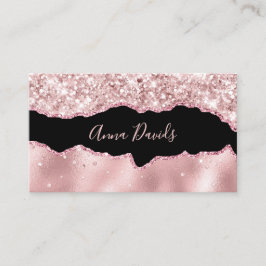 Tarjeta De Visita Artista de Maquillaje Elegante Ágata Rosa Dorado B