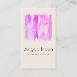 Tarjeta De Visita Artista de Maquillaje Elegante Beige Púrpura