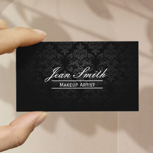 Tarjeta De Visita Artista de maquillaje elegante Damasco oscuro