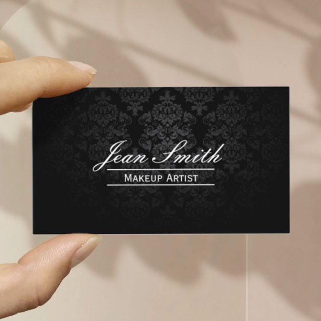 Tarjeta De Visita Artista de maquillaje elegante Damasco oscuro (Subido por el creador)