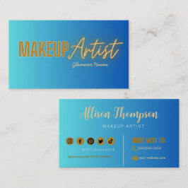 Tarjeta De Visita Artista de maquillaje elegante de la Marina Blue G