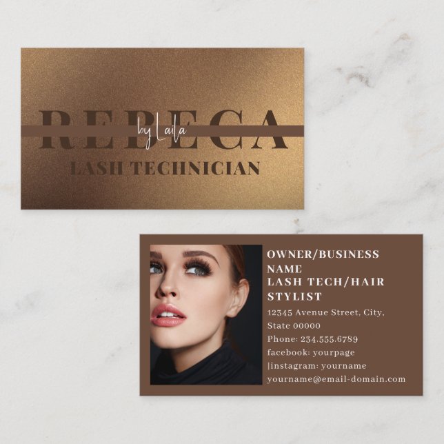 Tarjeta De Visita Artista de maquillaje elegante de latidos 1 foto (Anverso / Reverso)
