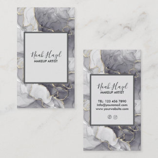 Tarjeta De Visita Artista de maquillaje elegante de mármol moderno
