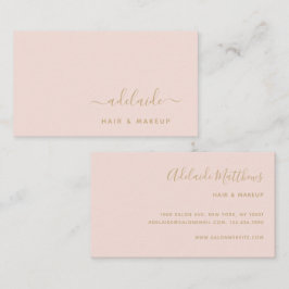 Tarjeta De Visita Artista de maquillaje elegante estilo cabello rosa