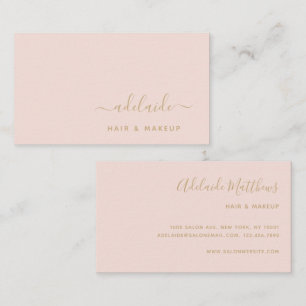 Tarjeta De Visita Artista de maquillaje elegante estilo cabello rosa