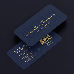 Tarjeta De Visita Artista de maquillaje elegante marina moderna Mono