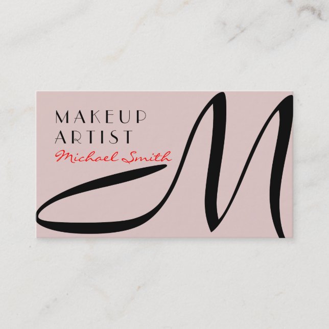 Tarjeta De Visita Artista de maquillaje Elegante Monograma Tormenta  (Anverso)