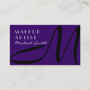 Tarjeta De Visita Artista de maquillaje Elegante Monograma Violeta P