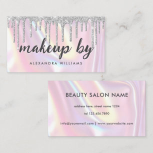 Tarjeta De Visita Artista de Maquillaje Elegante Rosa Perlado Irisad
