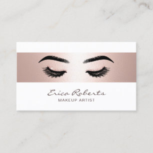 Tarjeta De Visita Artista de maquillaje elegante Rosa Salón de band